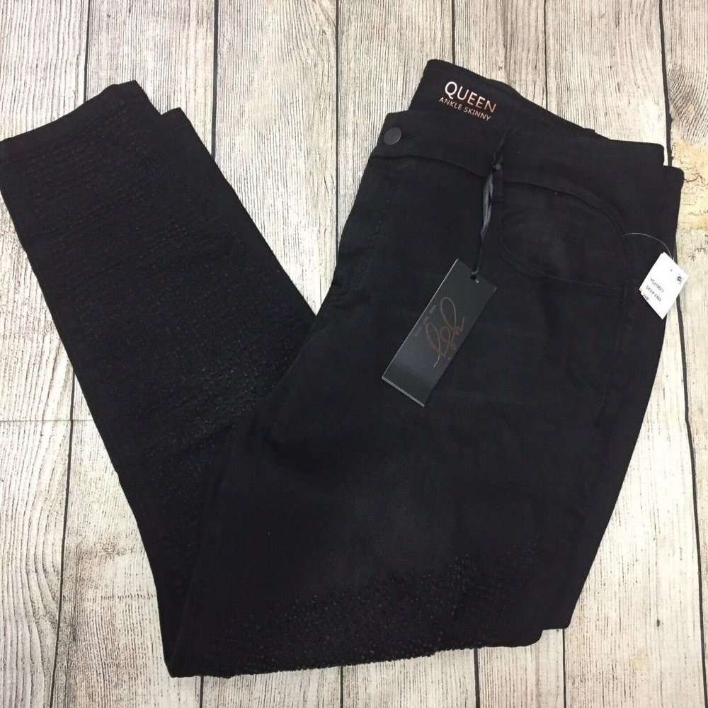 New YSJ Women's Black Size 24W Plus Stretch Queen Skinny Ankle Jeans $99